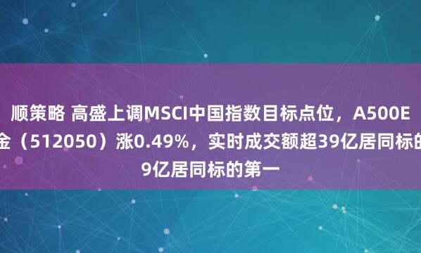 顺策略 高盛上调MSCI中国指数目标点位，A500ETF基金（512050）涨0.49%，实时成交额超39亿居同标的第一